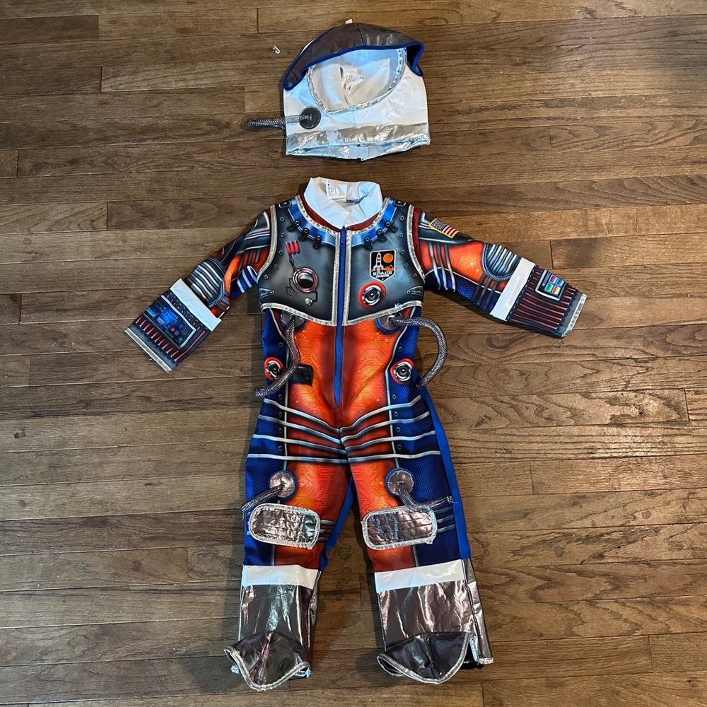 Kids Astronaut Costume 3-4T Space Explorer Suit Jumpsuit & Hood Play Dress Up‎